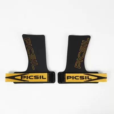 Par de bandagens de treino PICSIL pretas e amarelas com velcro