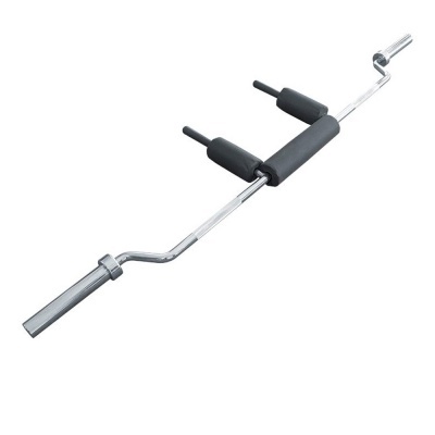 Barra curva de halteres com apoios acolchoados pretos