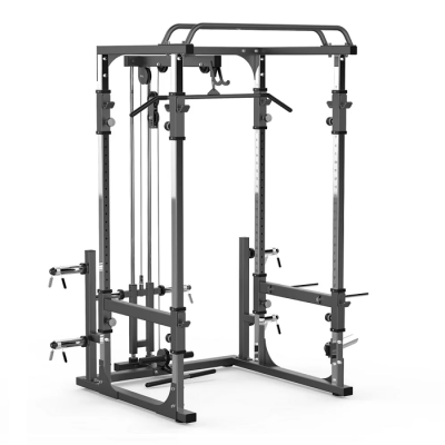 Aparelho multiusos metálico preto para treino de força