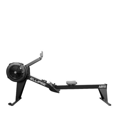 Remo de exercício Ellipse AIR ROWER PRO preto com assento acolchoado.