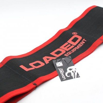 Faixa elástica preta e vermelha com logotipo LOADED EQUIPMENT