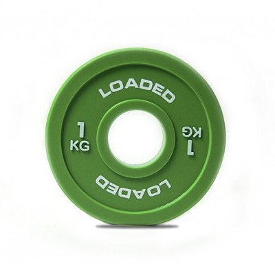 Disco de peso verde de 1 kg com texto branco LOADED