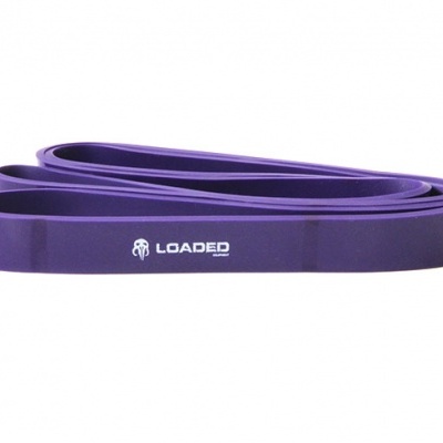 Faixa elástica roxa com texto LOADed
