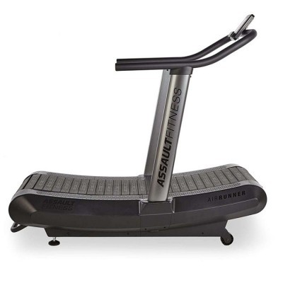 Passadeira manual preta e cinzenta com alças e texto ASSAULT FITNESS