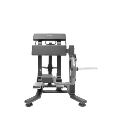 Aparelho de ginásio preto para exercícios com almofadas em fundo branco