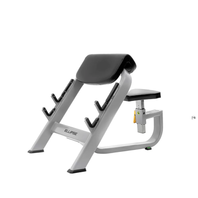 Banco de treino Elipse metálico cinza com assento e apoio pretos