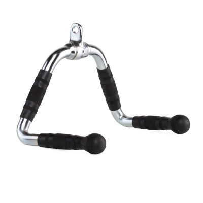 Pegador triangular em ferro cromado com punhos de borracha preta
