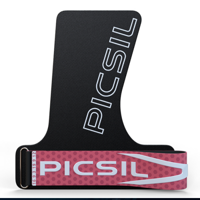 Resistência elástica preta e vermelha da marca PICSIL com texto branco