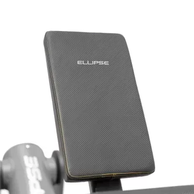 Banco de exercício cinza escuro acolchoado com texto ELLIPSE