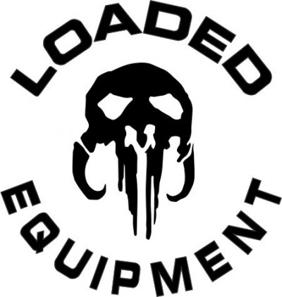 Logótipo preto e branco com crânio estilizado e texto LOADED EQUIPMENT
