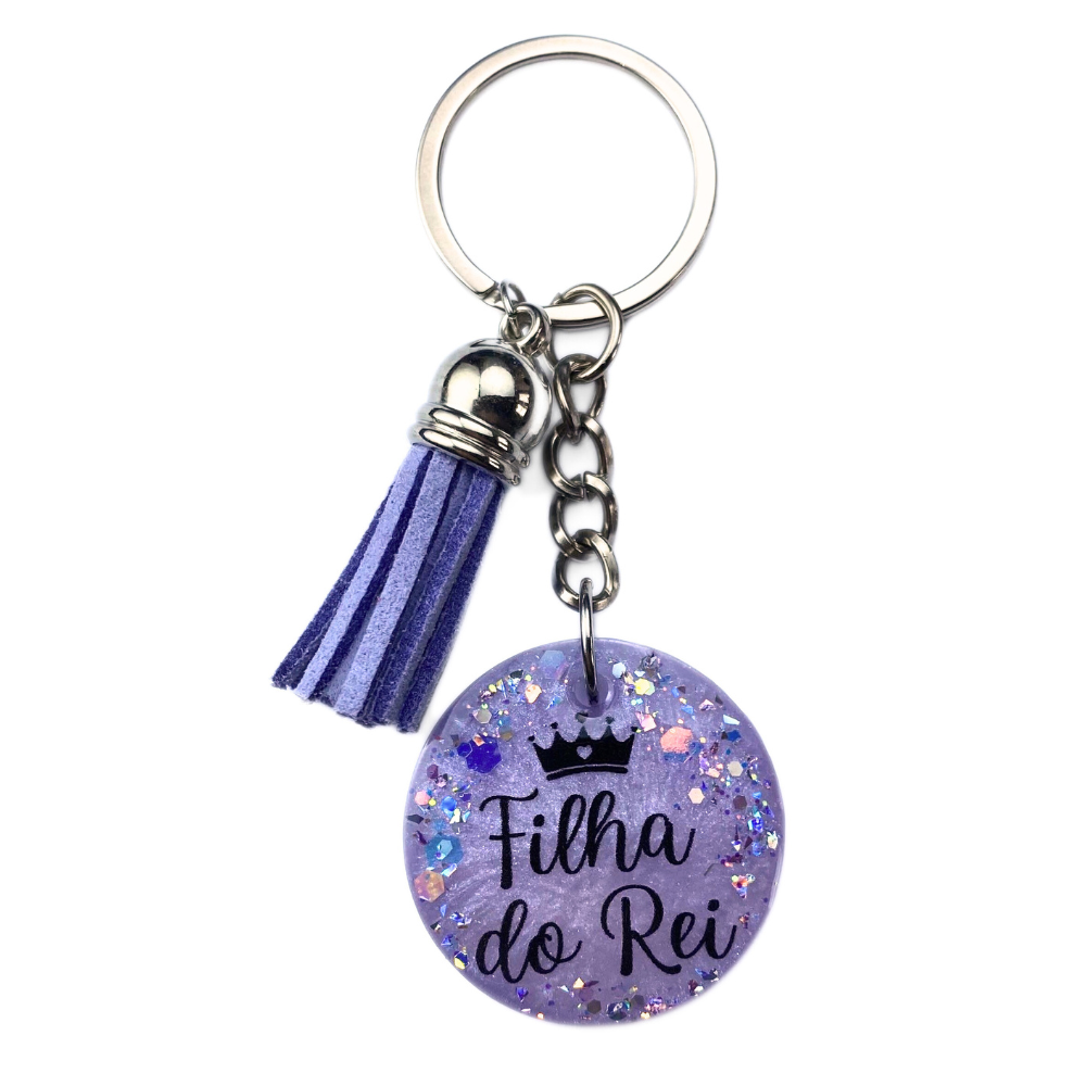 Chaveiro lilás com frase 
