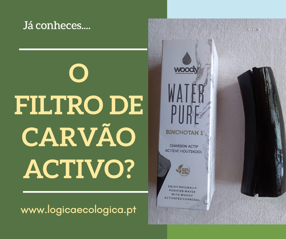 Pacote branco de filtro de carvão activo e filtro preto curvo junto a texto em fundo verde
