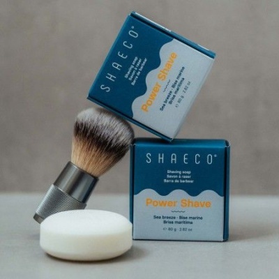 Conjunto para barbear com pincel, sabonete e caixa SHAPECO Power Shave azul