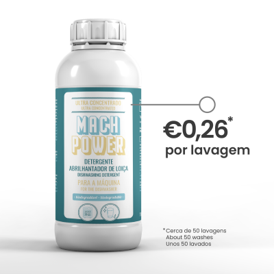 Frasco de detergente abrillantador de loiça MACH POWER para máquina de lavar