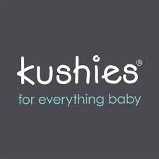 Logotipo kushies com slogan for everything baby em fundo cinzento escuro
