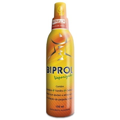 Frasco amarelo e laranja BIPROL Vaporizado 150 ml