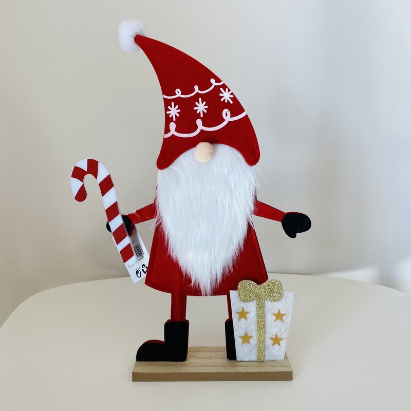 Decoração de Natal duende com chapéu vermelho e barba branca
