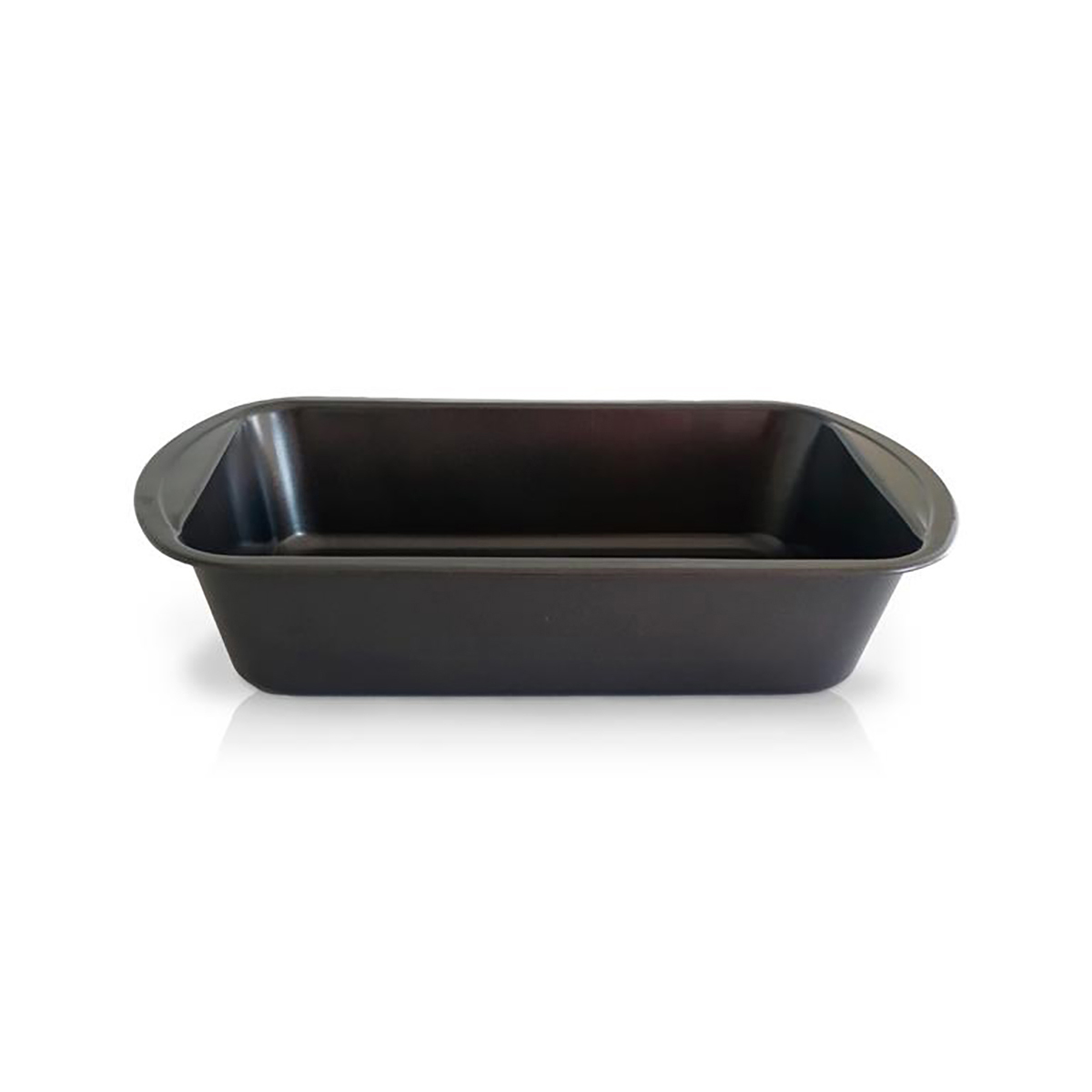 Forma rectangular preta para forno em metal com alças arredondadas