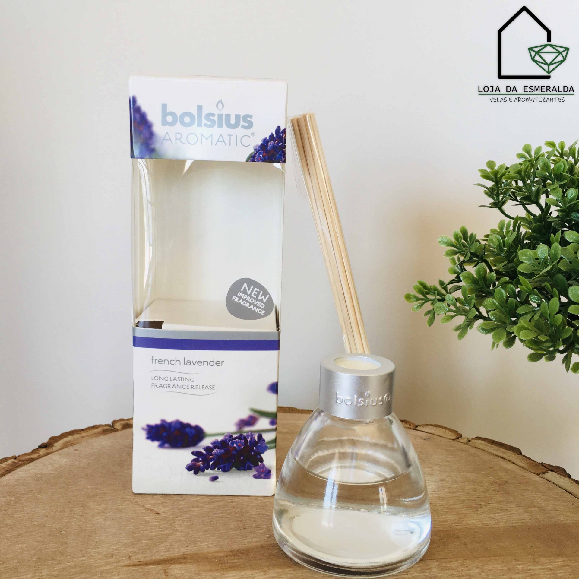 Difusor de aroma Bolsius Aromatic com embalagem e plantas decorativas