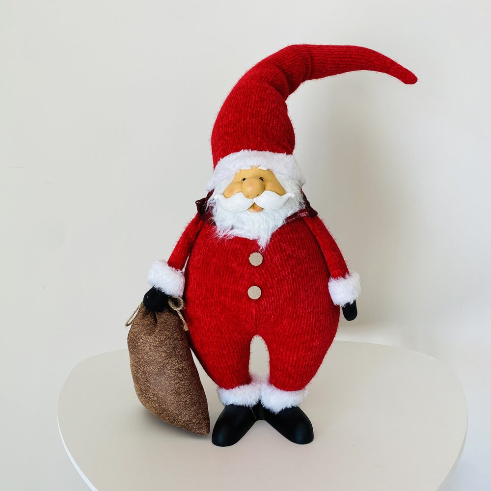 Figura decorativa de Pai Natal com roupa vermelha e barba branca