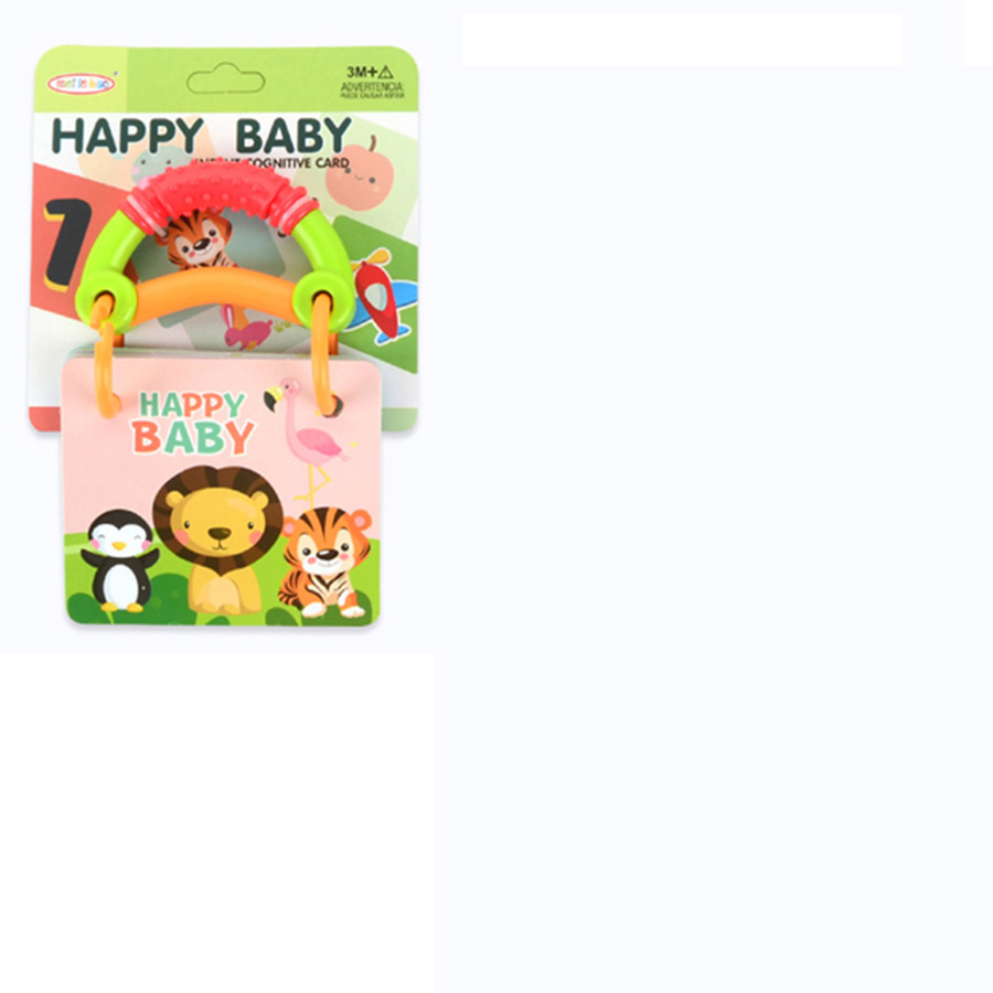 Livro de atividades para bebés com capa macia e ilustrações de animais, embalagem texto HAPPY BABY