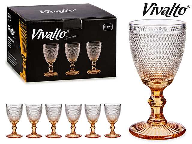Conjunto de 6 copos de vidro âmbar Vivalto com padrão bolhas e caixa preta
