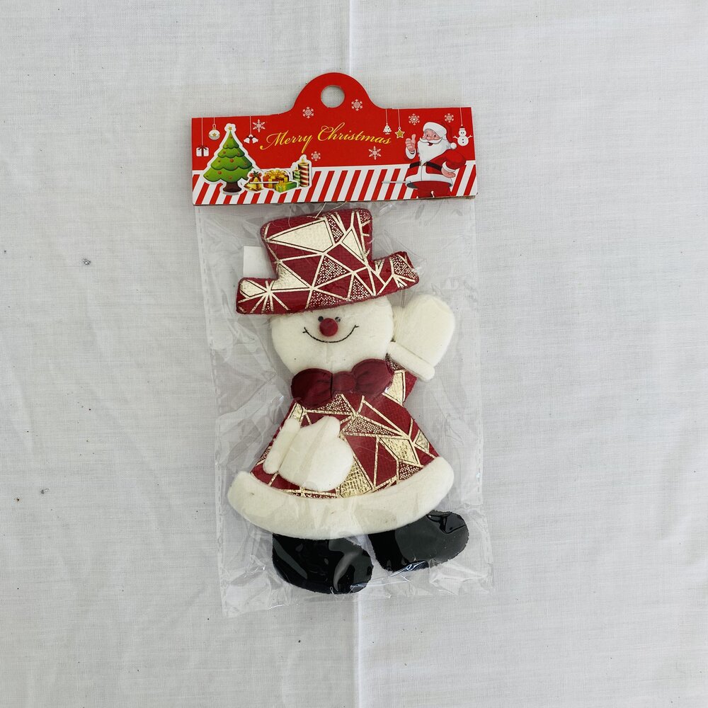 Boneco de neve decorativo de tecido embalada com etiqueta vermelha de Natal