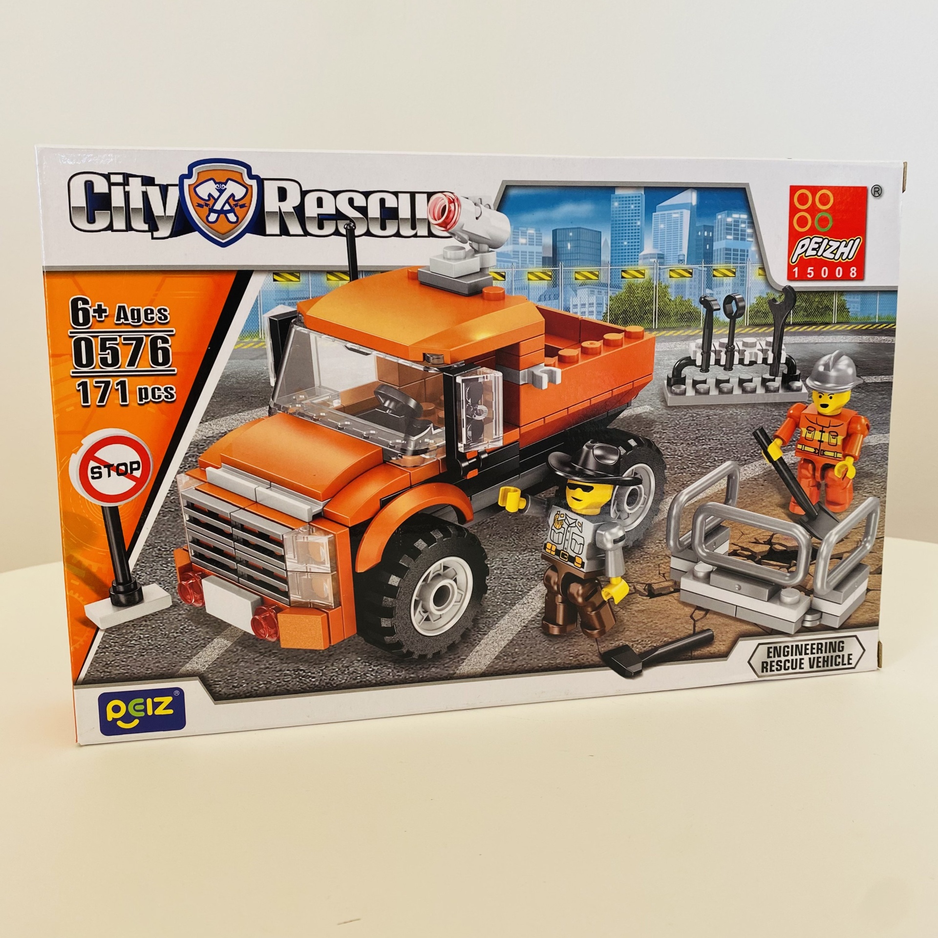 Brinquedo de construção City Rescue com camião, figuras e acessórios