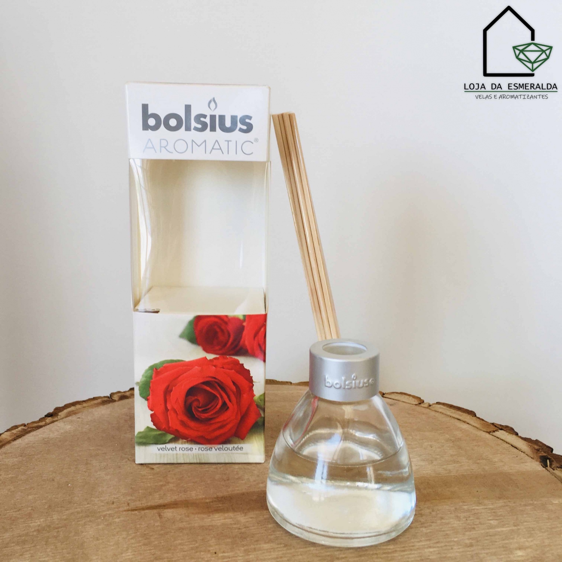 Difusor de aromas Bolsius Aromatic com embalagem e varetas de madeira