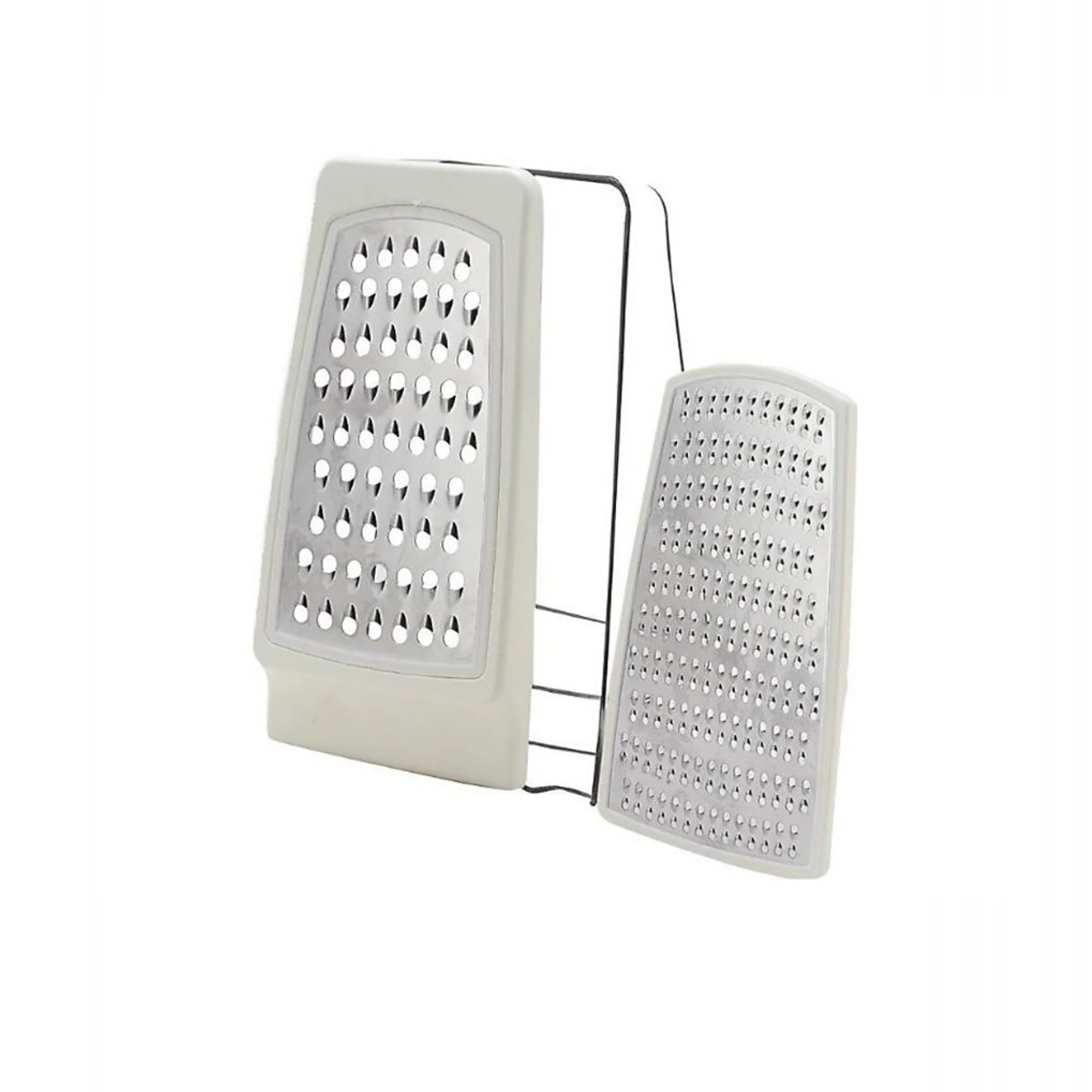 Ralador de cozinha metálico com duas faces e suportes cinza