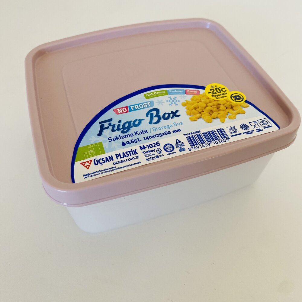 Caixa de armazenamento Frigo Box com tampa rosa e corpo branco
