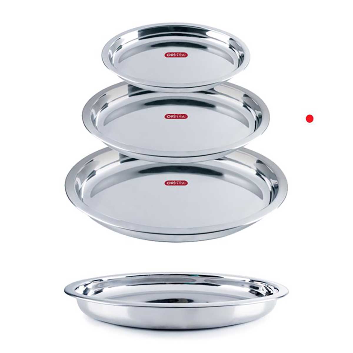 Conjunto de travessas redondas em aço inoxidável com etiqueta ADOSTA