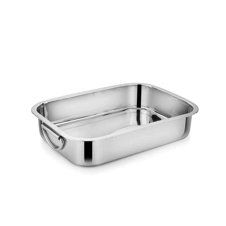 Tabuleiro retangular de inox com alças
