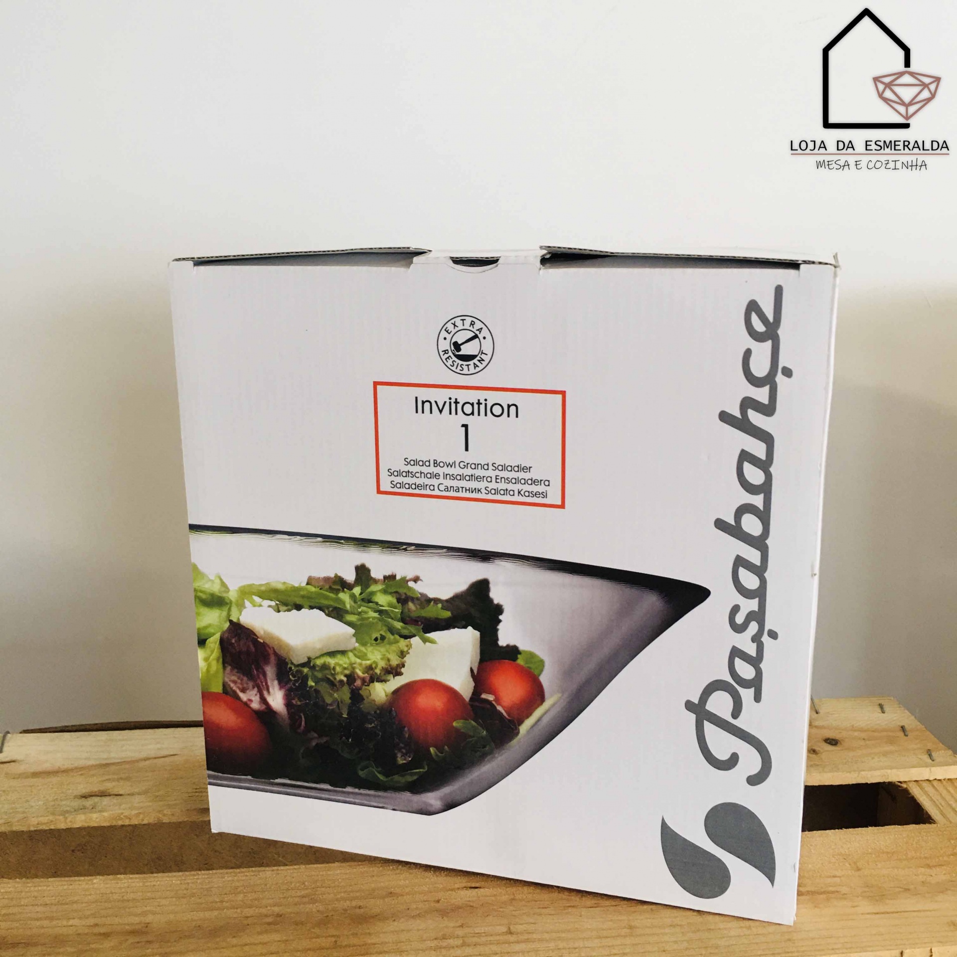 Embalagem Prato de Vidro Pasabahce com imagem de salada