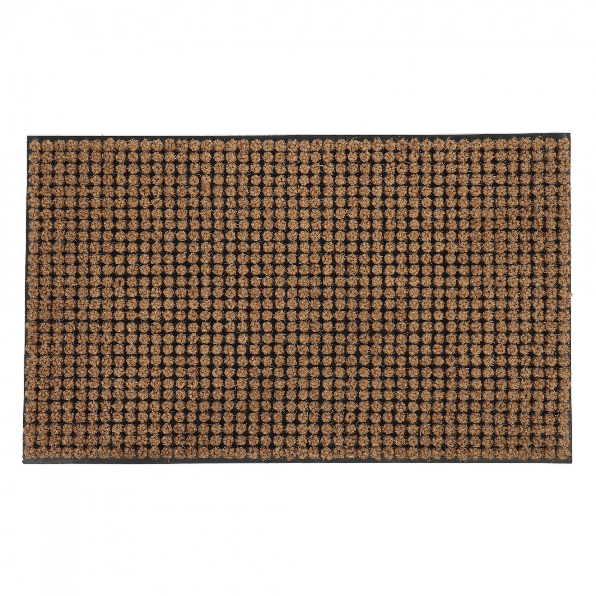 Tapete retangular padrão pontos marrom e bege com borda preta