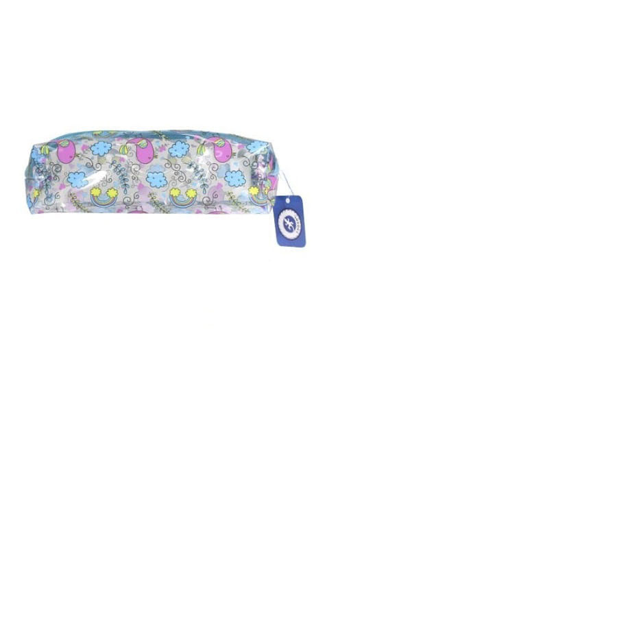 Estojo com padrão colorido de flores e frutas