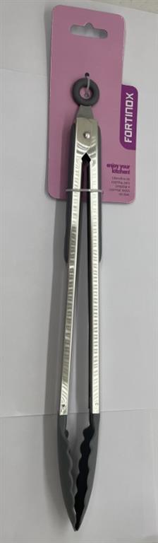 Pegador de cozinha em aço inox com pontas de silicone preto FORTINOX