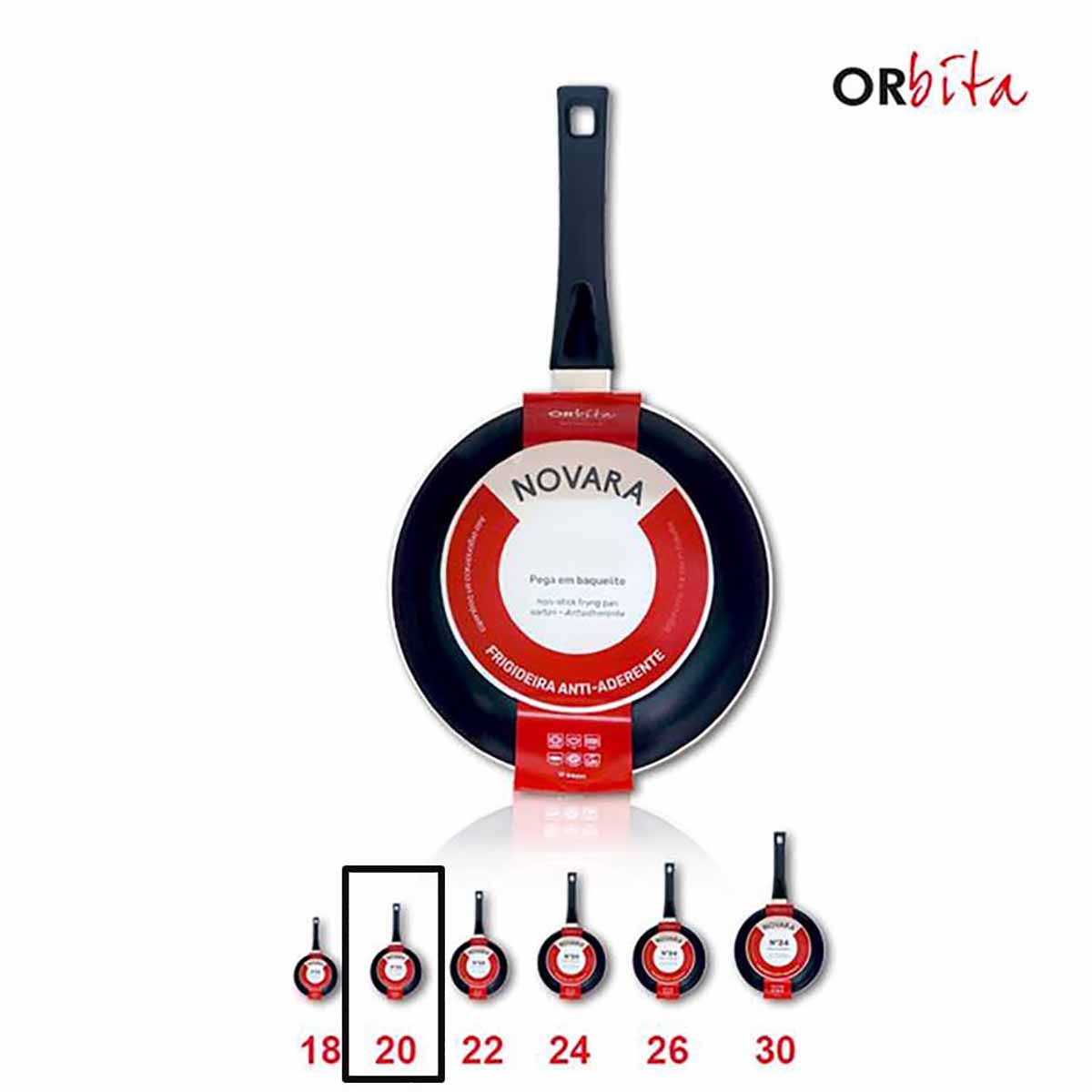 Frigideira anti-aderente preta com etiqueta NOVARA da Orbita