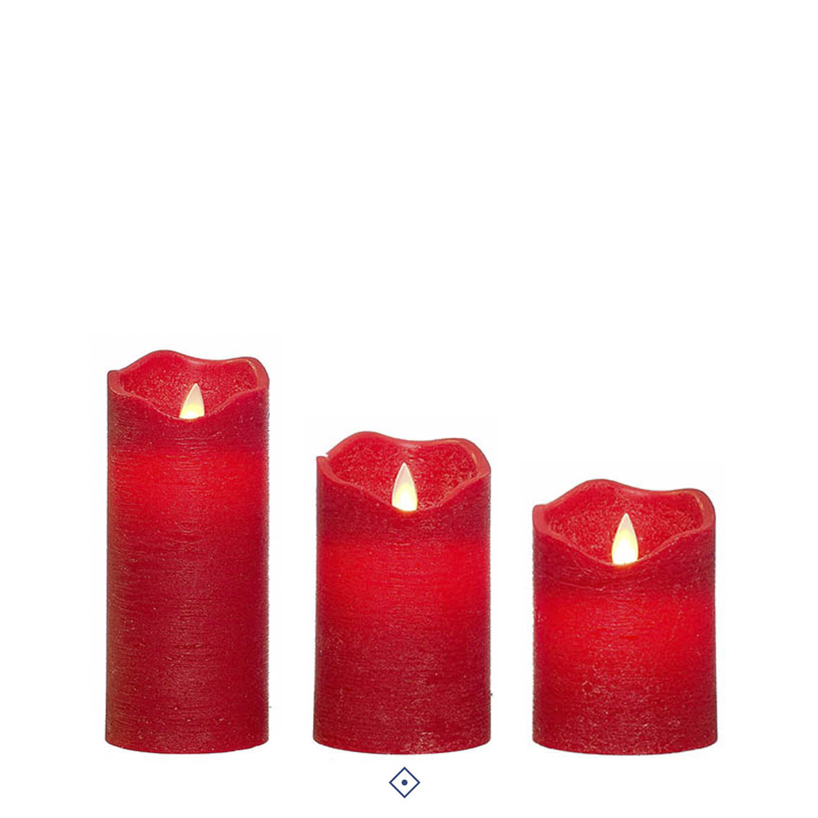 Conjunto de três velas vermelhas decorativas com luz LED