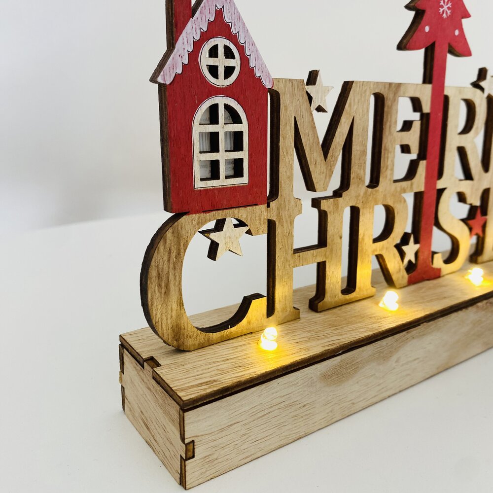 Decoração de Natal em madeira com letras 