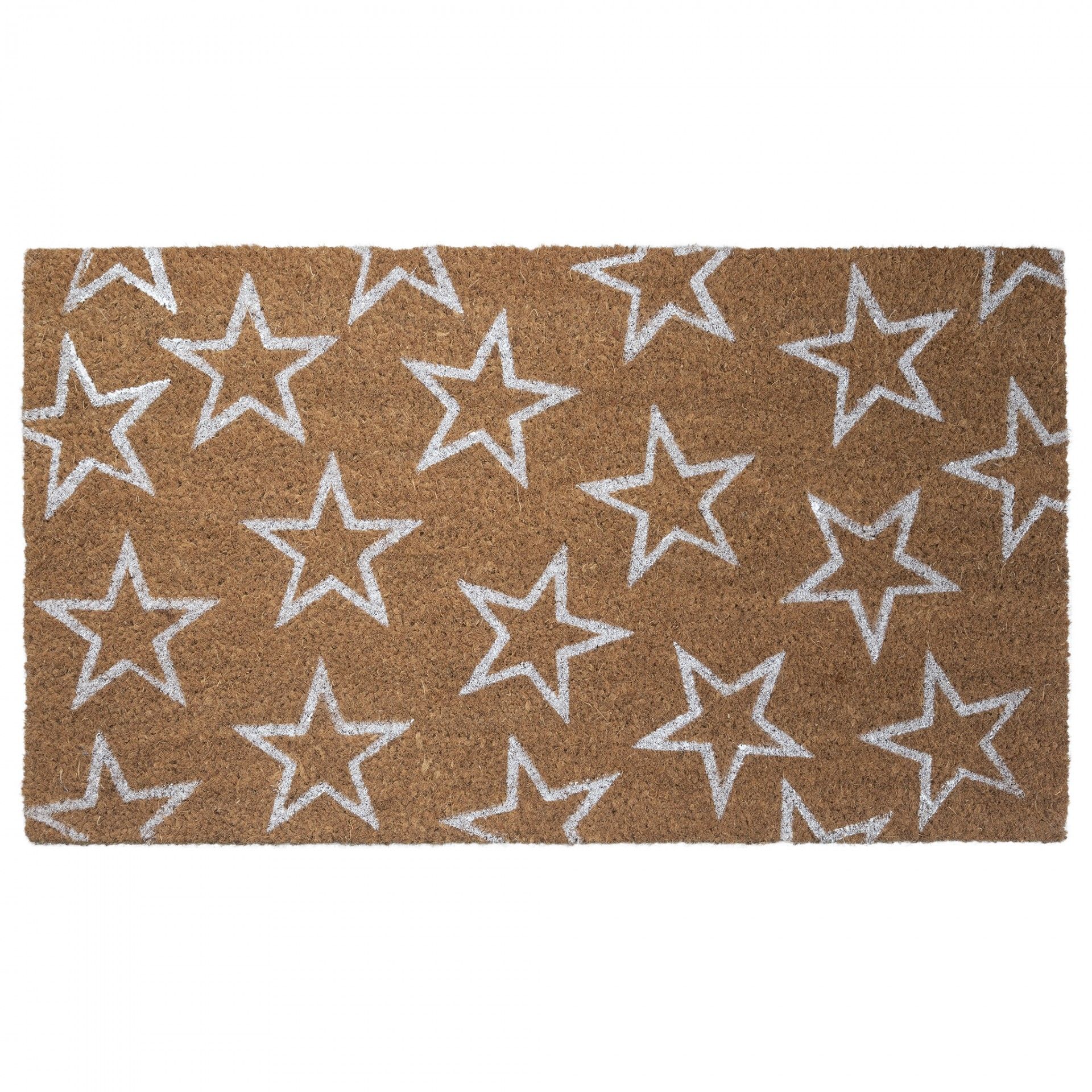 Estrado castanho com estrelas brancas estampadas.