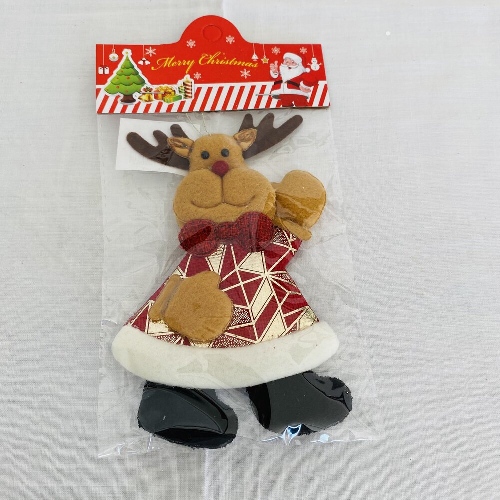 Figura decorativa de rena natalícia em tecido embalada