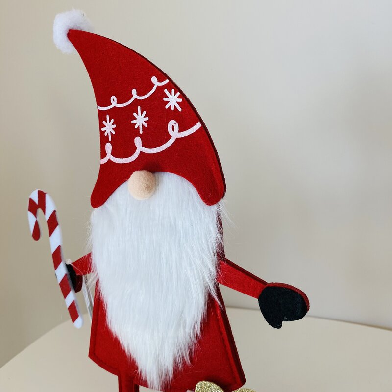 Boneco Natalício estilo gnomo com chapéu vermelho e barba branca