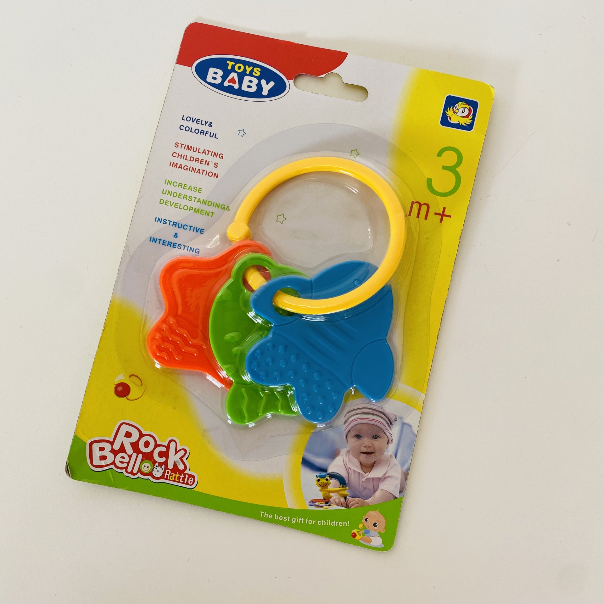 Brinquedo para bebé com argola amarela e peixes coloridos para bebés a partir de 3 meses