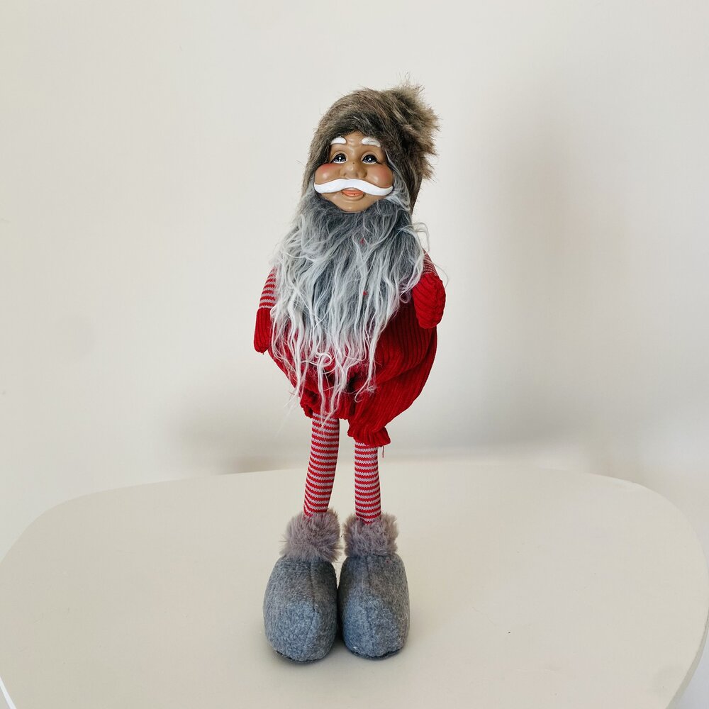 Figura decorativa de Natal com barba cinzenta e roupa vermelha