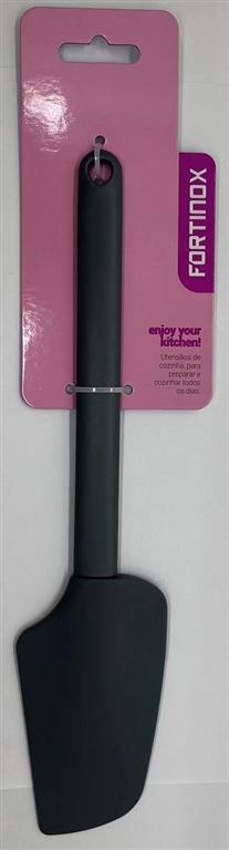 Espátula de cozinha preta com cabo em silicone em embalagem rosa da Fortinox