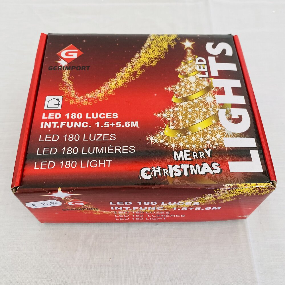 Embalagem vermelha de luzes de Natal LED 180 LUces com decoração dourada