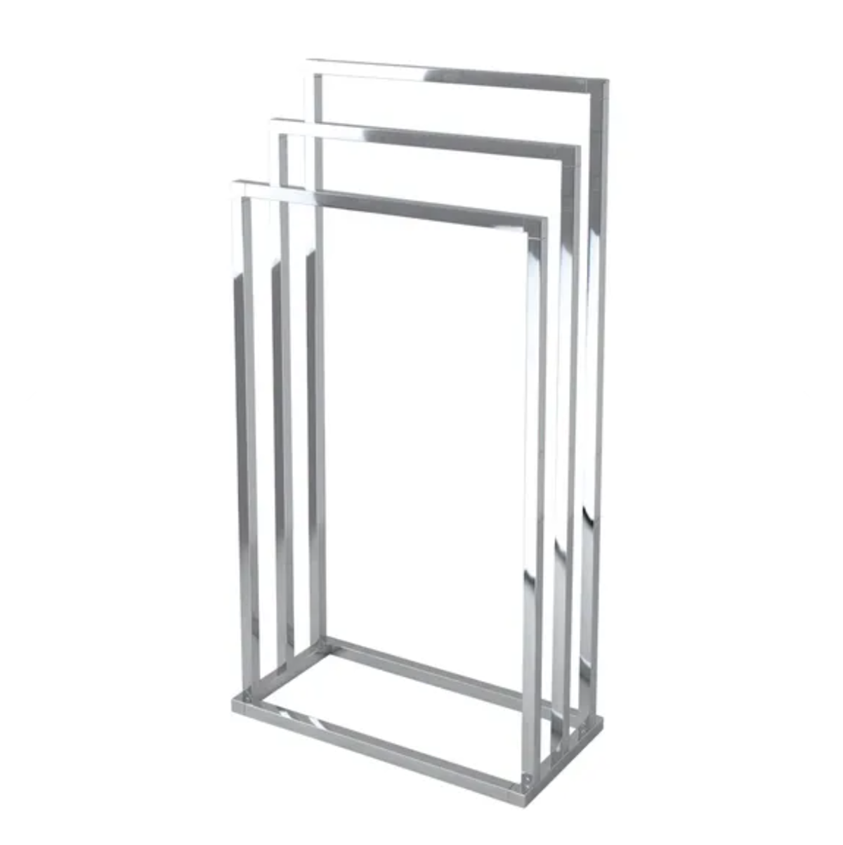 Suporte metálico cromado para toalhas, design retangular moderno