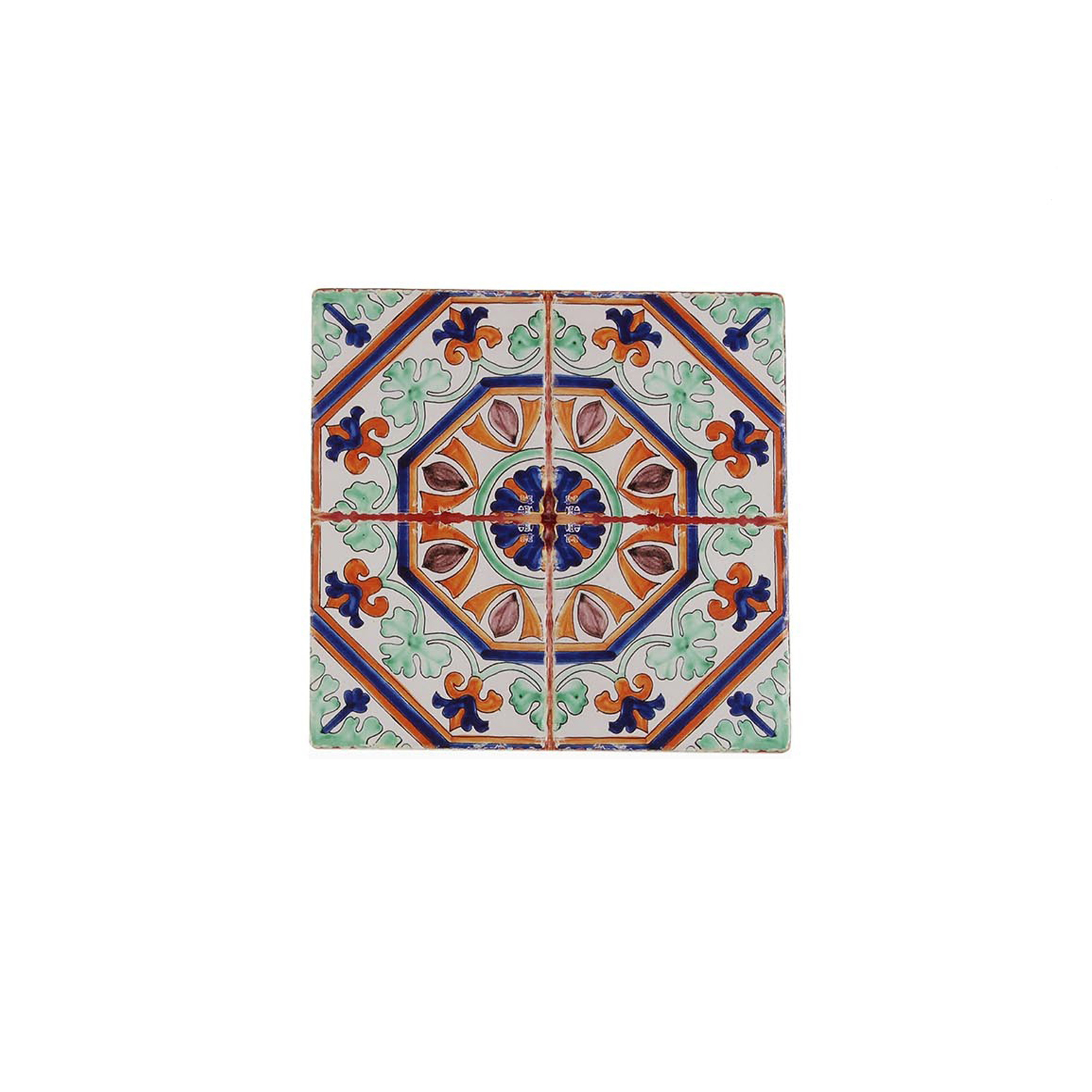 Conjunto de quatro azulejos portugueses decorativos coloridos