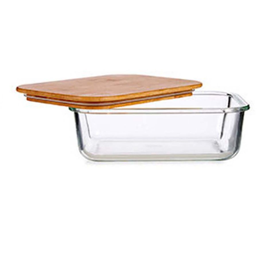 Recipiente de vidro com tampa de madeira